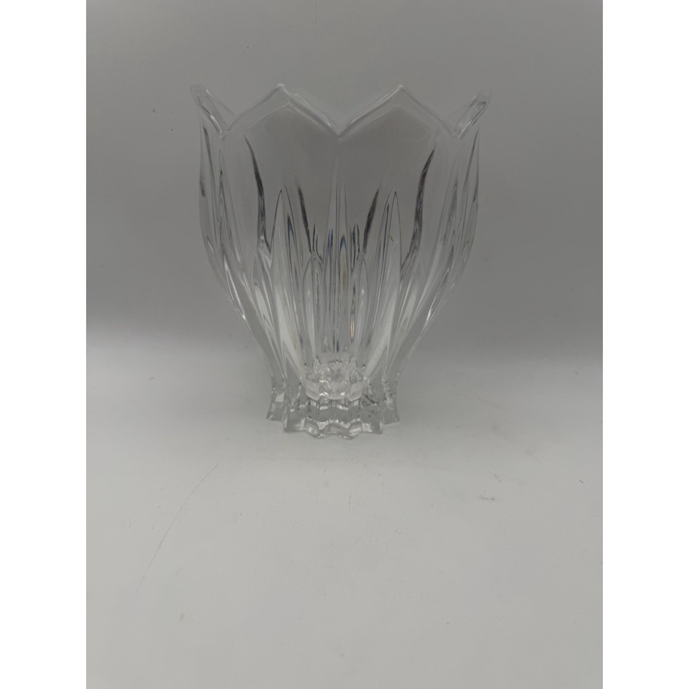 Vintage Gorham Full Lead Crystal Tulip Vase Pointed Rim Starburst